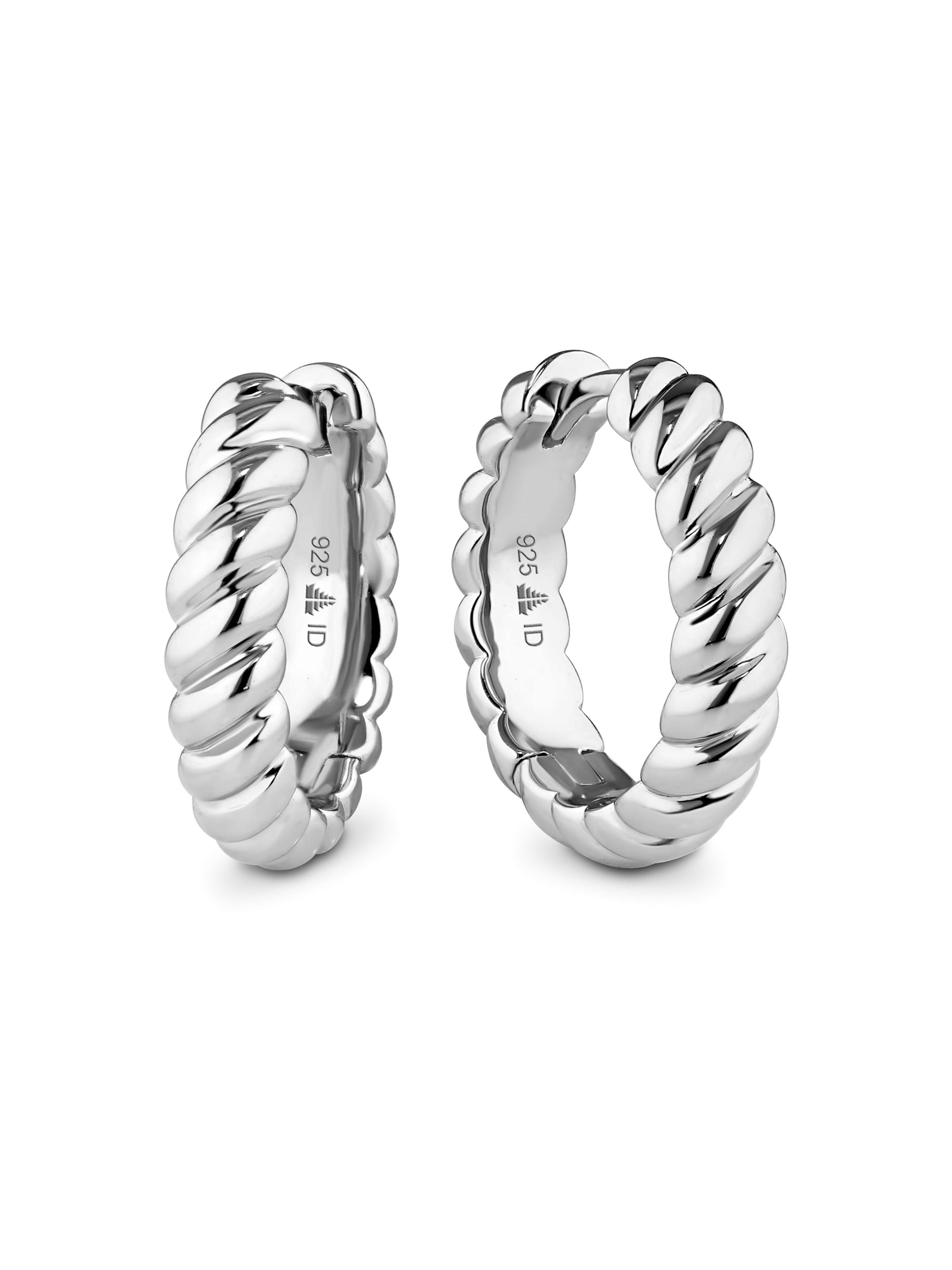DEVATA Rope Hoop Earrings in Rhodium Plated Sterling Silver#sterling-silver