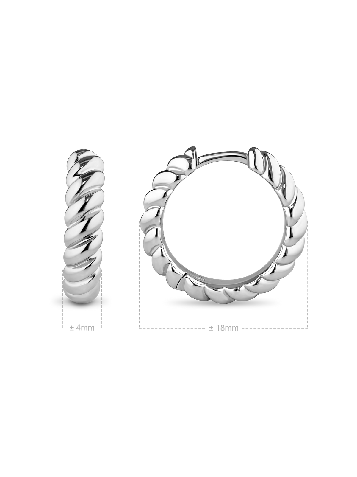 DEVATA Rope Hoop Earrings in Rhodium Plated Sterling Silver