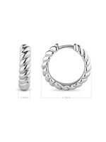 DEVATA Rope Hoop Earrings in Rhodium Plated Sterling Silver