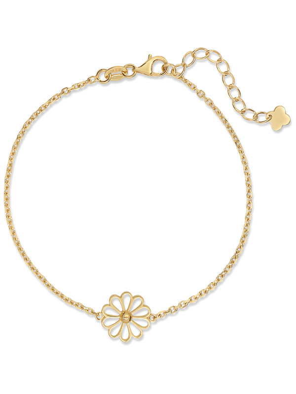 14K Gold Daisy Flower Chain Bracelet