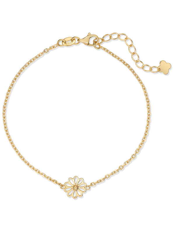 14K Gold Daisy Flower Chain Bracelet