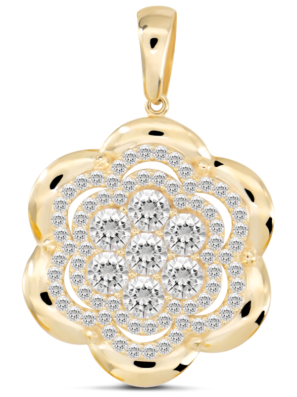 14K Gold Cubic Ziconia Rose Pendant