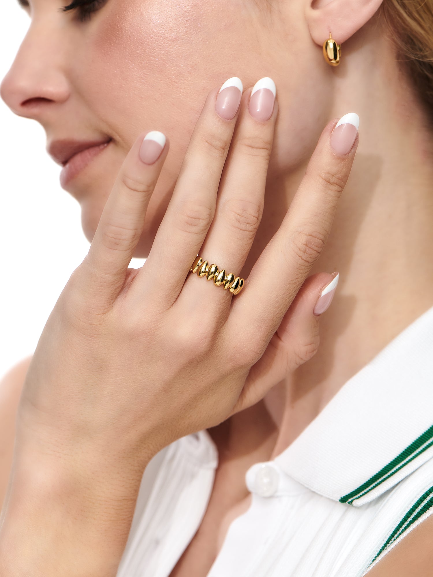 DEVATA Teardrop Eternity Band Ring in Gold Plated Sterling Silver