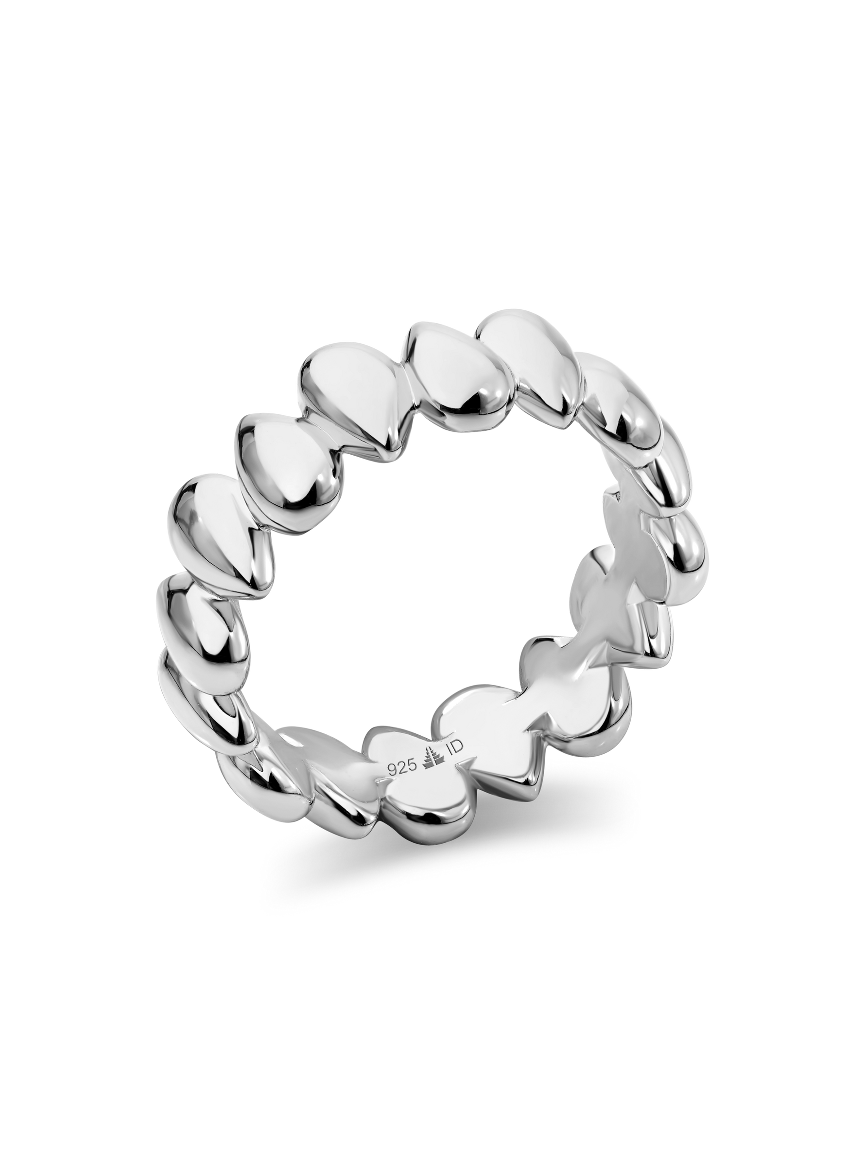 DEVATA Teardrop Eternity Band Ring in Rhodium Plated Sterling Silver
