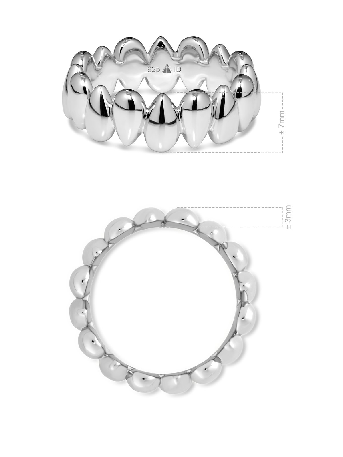 DEVATA Teardrop Eternity Band Ring in Rhodium Plated Sterling Silver