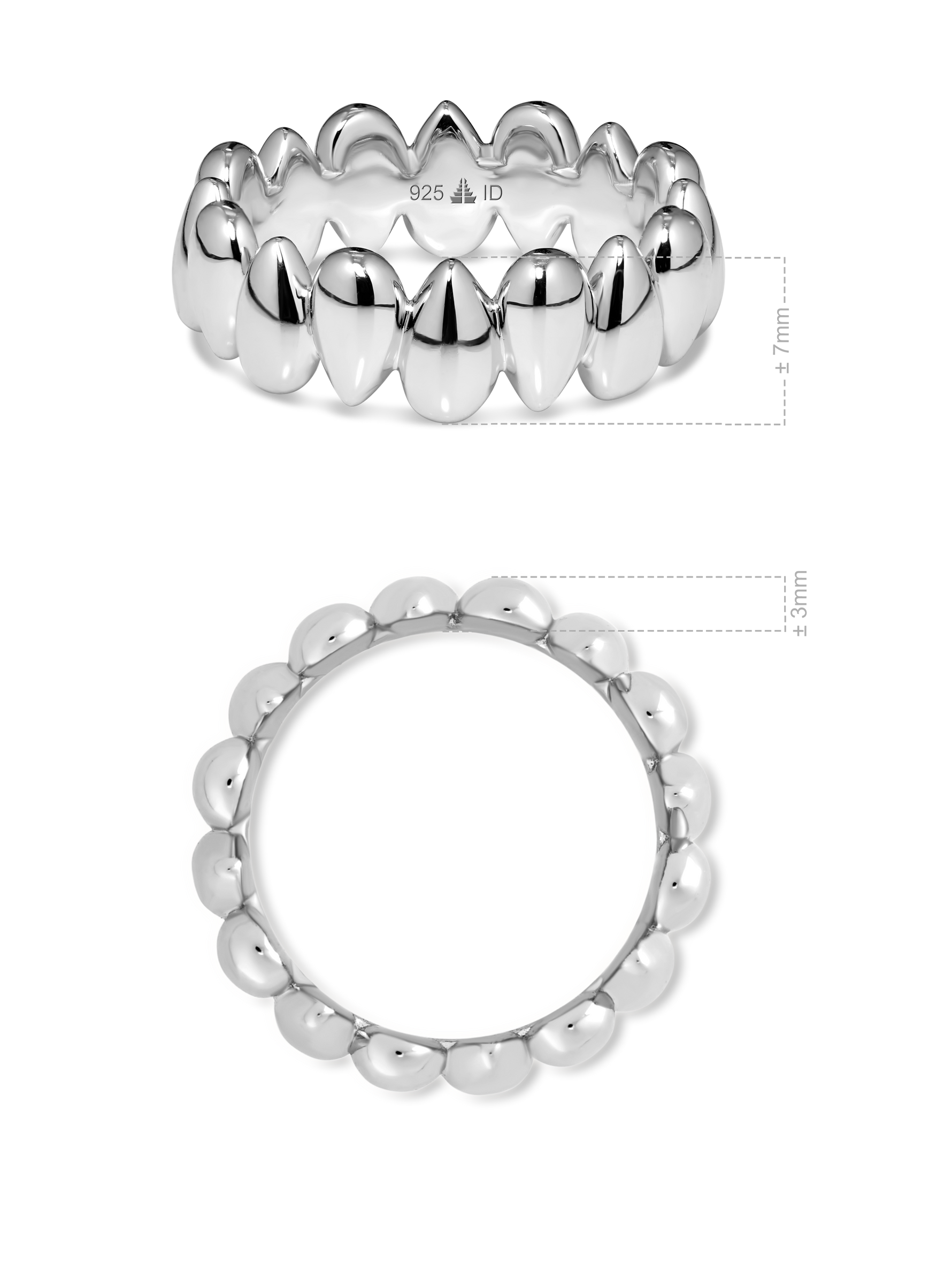 DEVATA Teardrop Eternity Band Ring in Rhodium Plated Sterling Silver