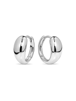 DEVATA Teardrop Hoop Earrings in Rhodium Plated Sterling Silver