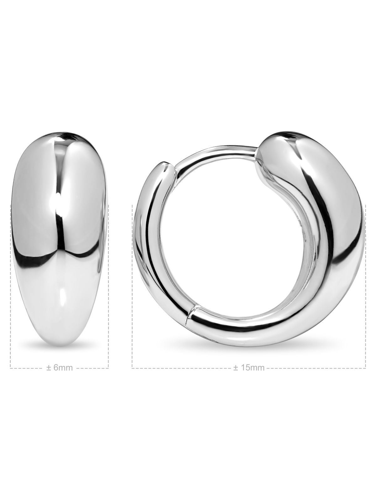 DEVATA Teardrop Hoop Earrings in Rhodium Plated Sterling Silver