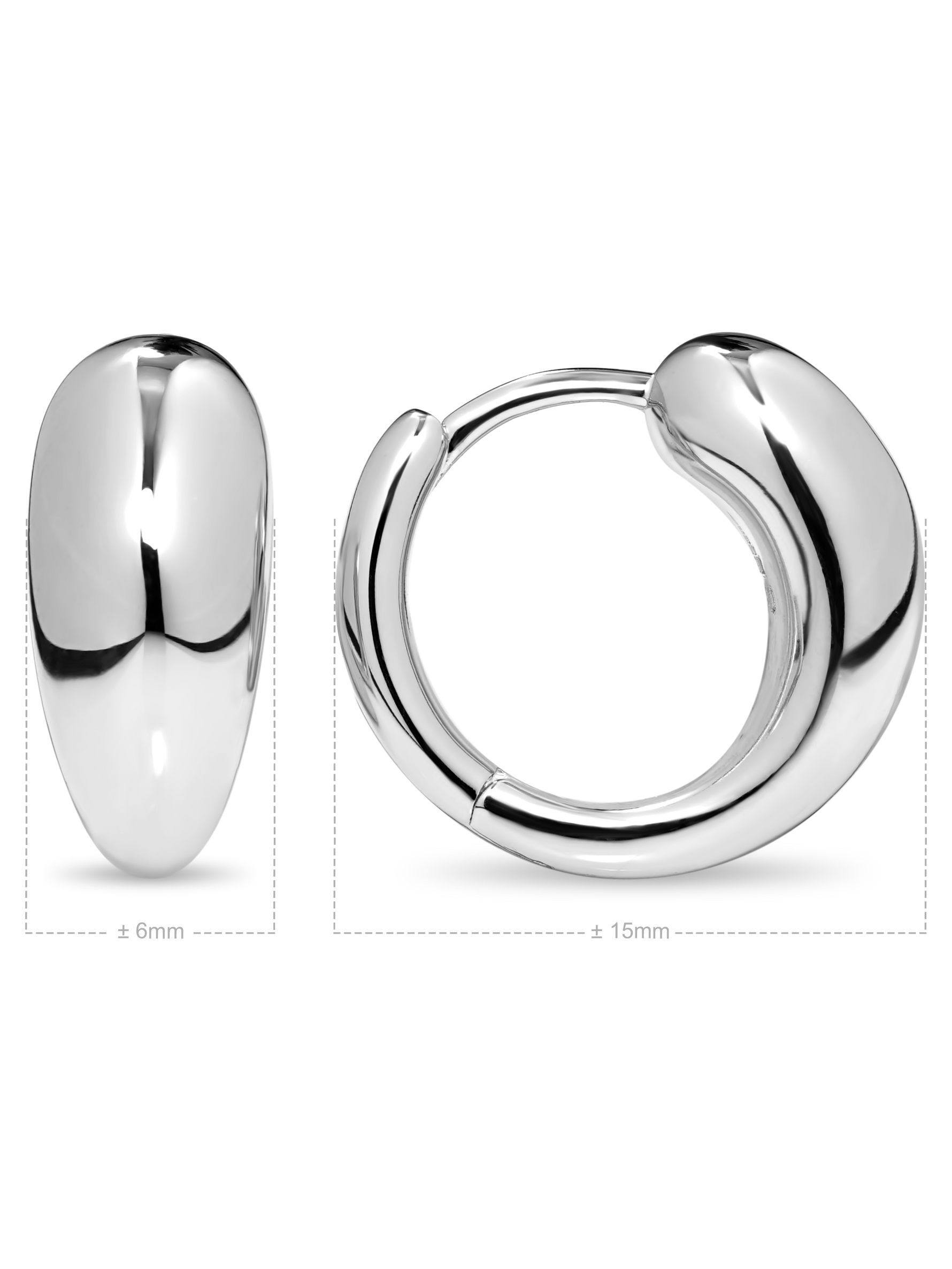 DEVATA Teardrop Hoop Earrings in Rhodium Plated Sterling Silver