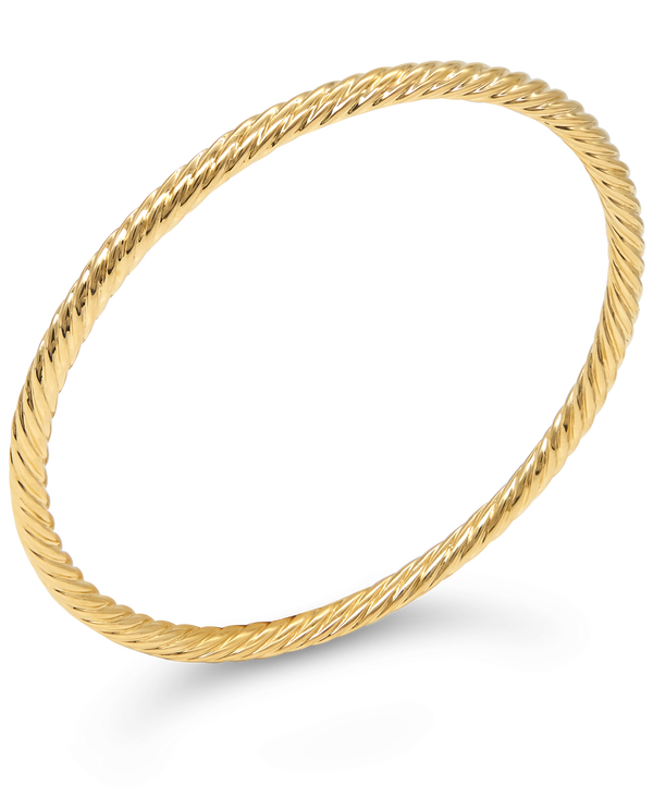 DEVATA Bali Twisted Cable Gold Plated Sterling Silver Bangle Bracelet