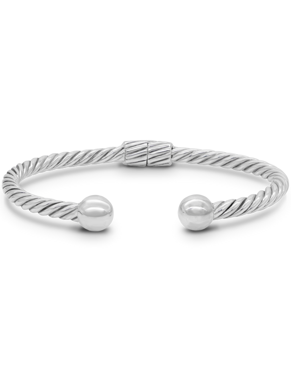 DEVATA Bali Twisted Cable Sterling Silver Cuff Bracelet