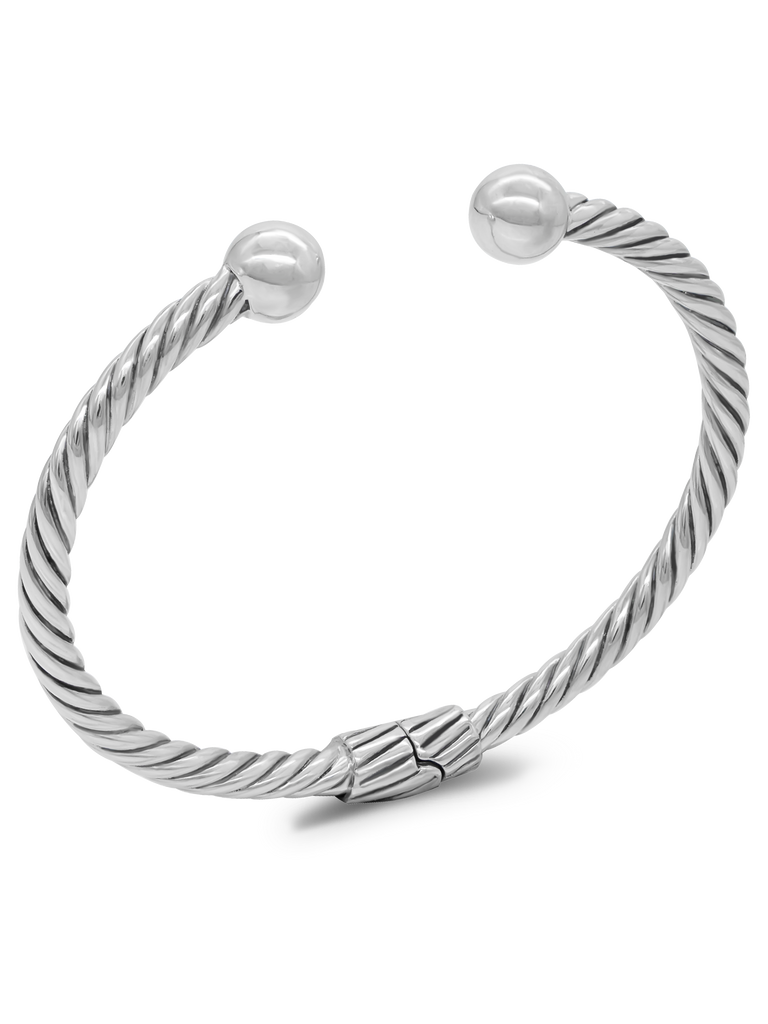 DEVATA Bali Twisted Cable Sterling Silver Cuff Bracelet
