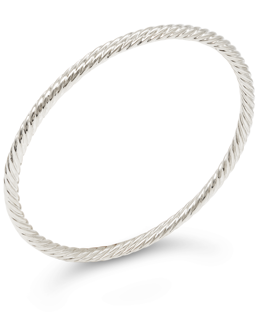 Sterling Silver Twisted Rope Hook & Eye Bangle Bracelet, 6.5