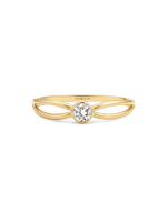 Knot Round Bezel Lab Grown Diamond Ring in 14K Gold