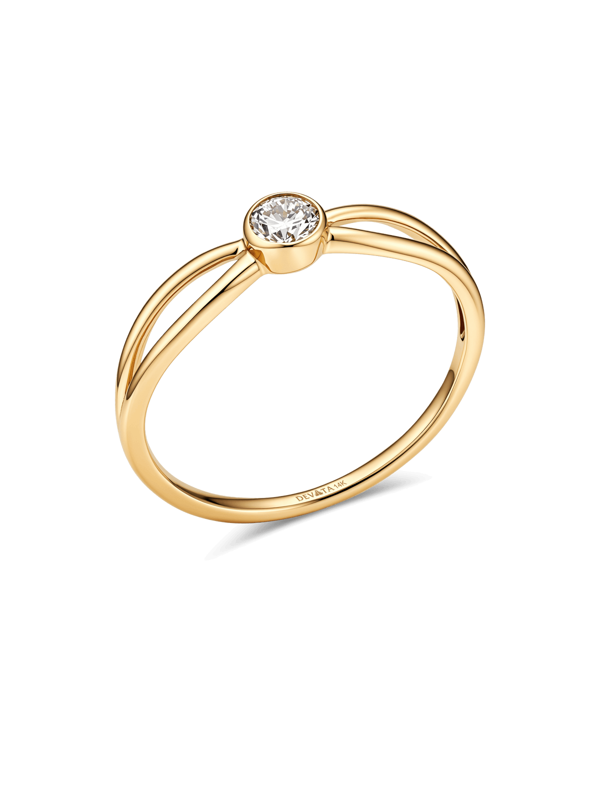 Knot Round Bezel Lab Grown Diamond Ring in 14K Gold