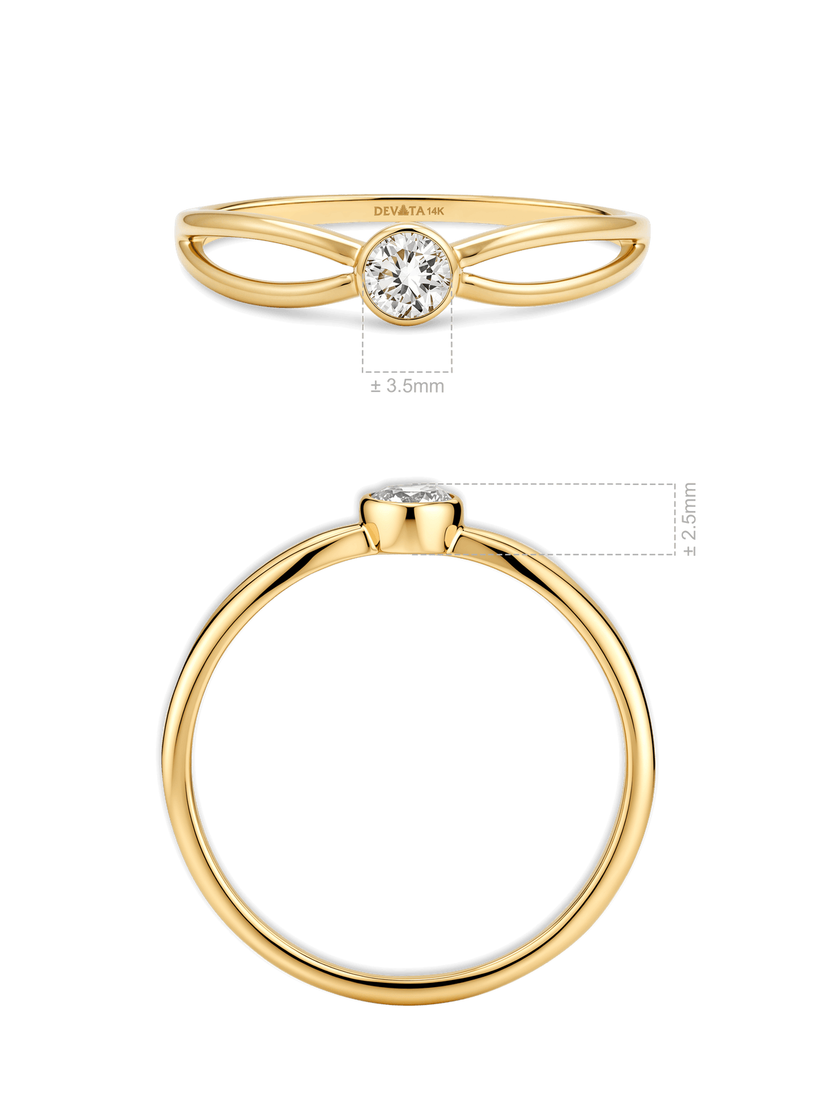Knot Round Bezel Lab Grown Diamond Ring in 14K Gold