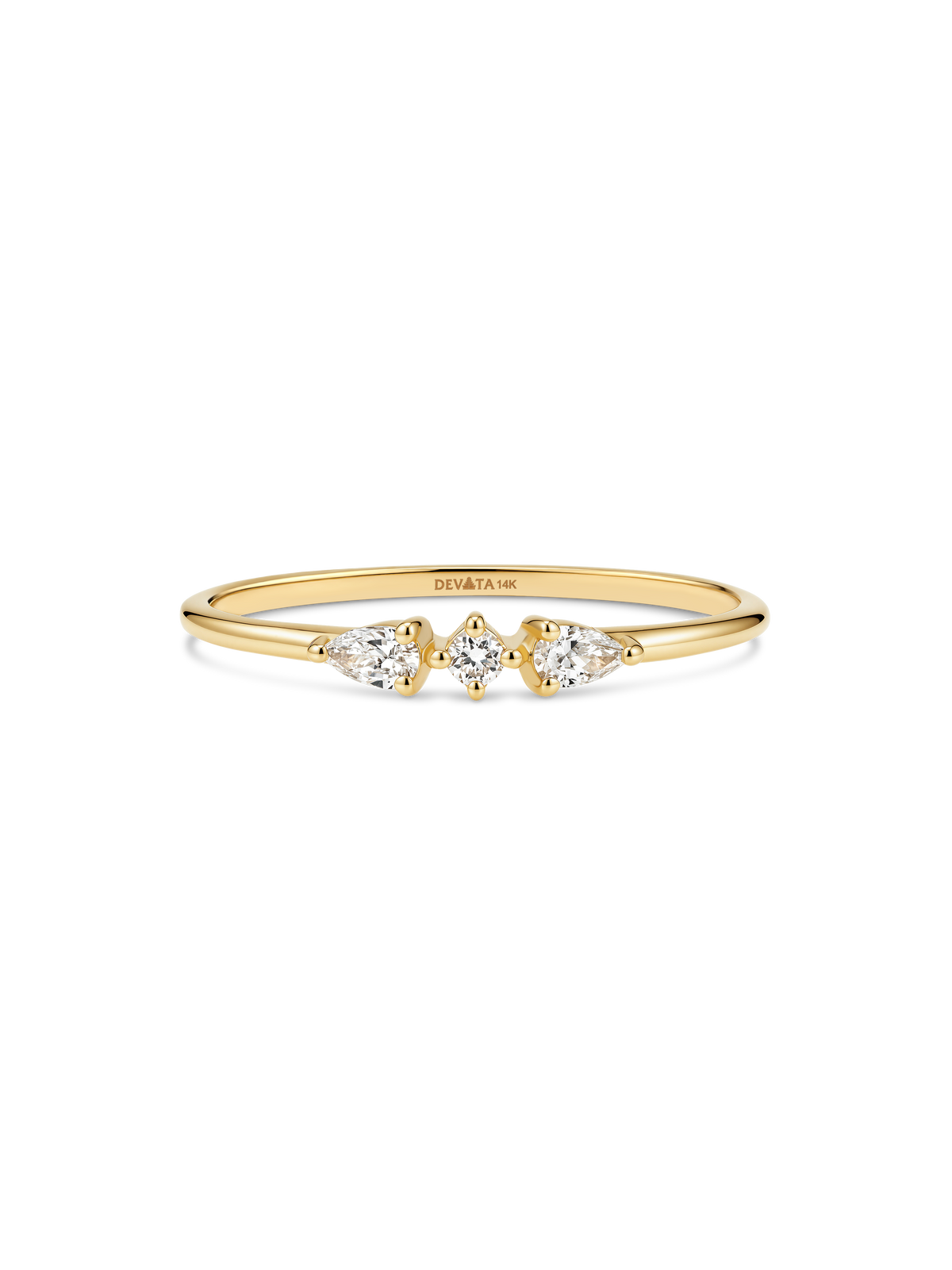 14K Gold Trio Lab Grown Diamond Ring