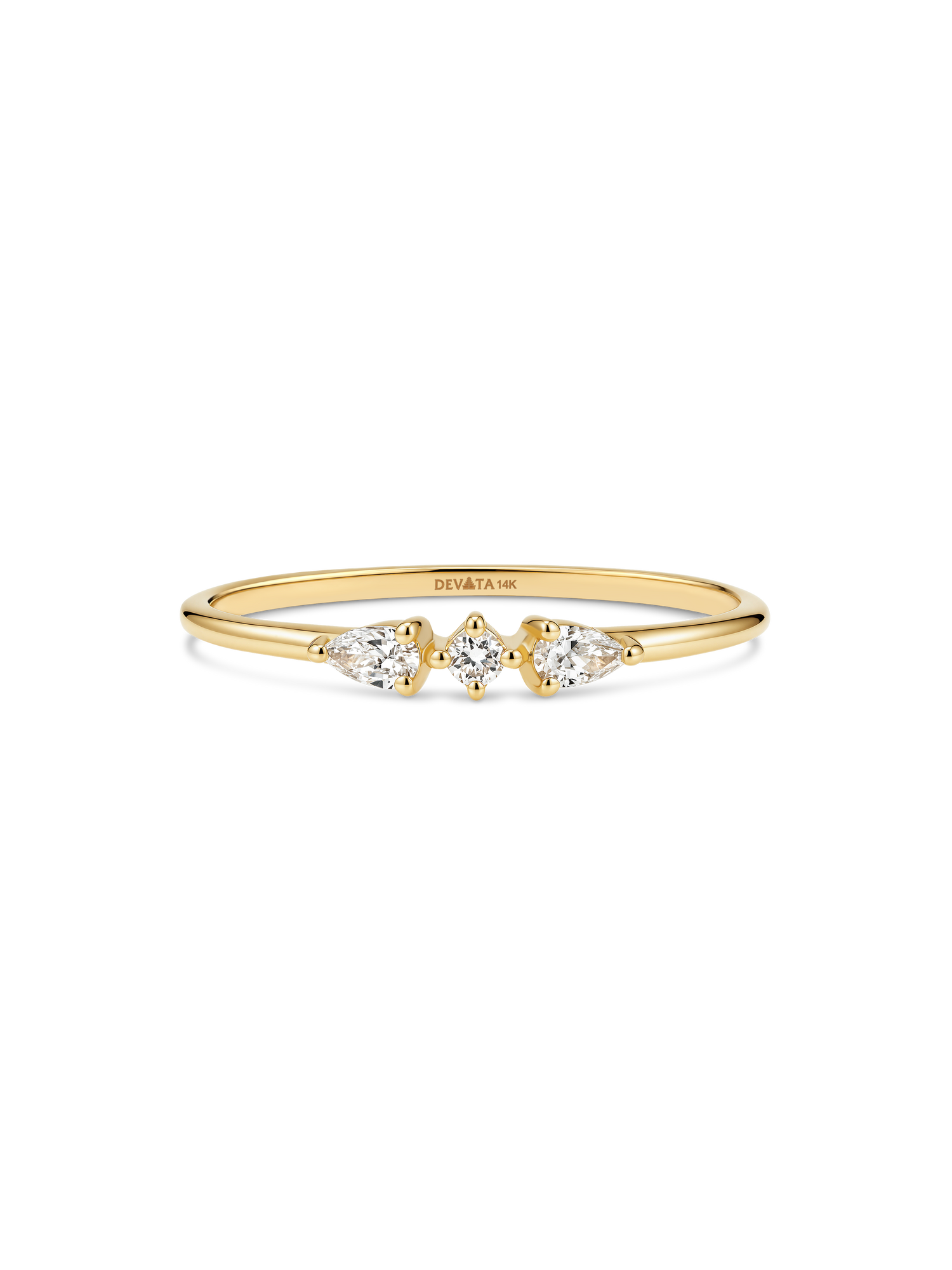 14K Gold Trio Lab Grown Diamond Ring