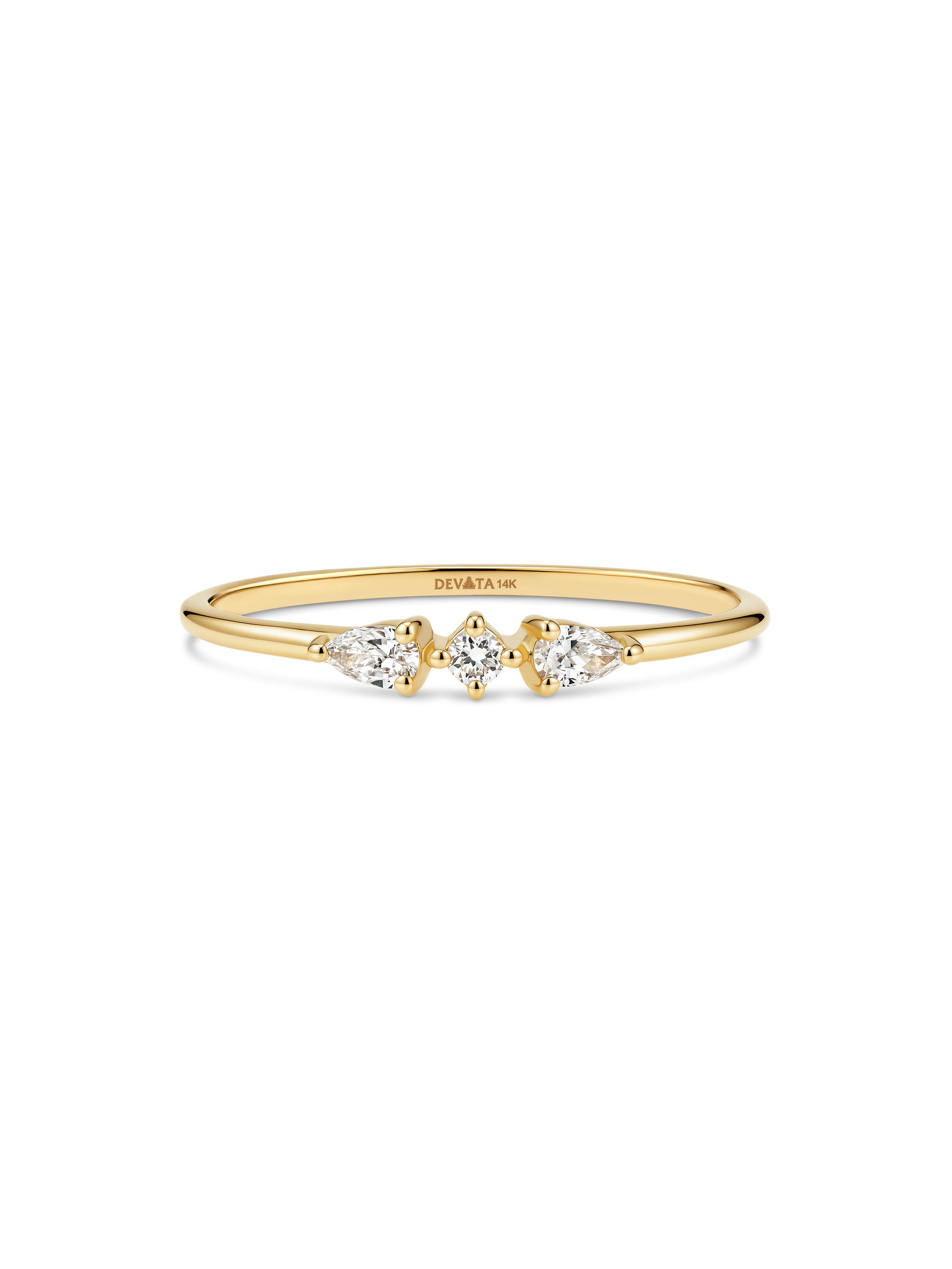 14K Gold Trio Lab Grown Diamond Ring