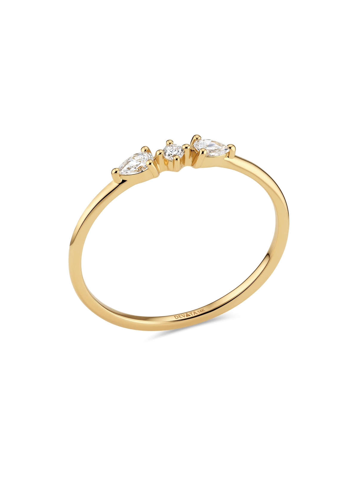 14K Gold Trio Lab Grown Diamond Ring