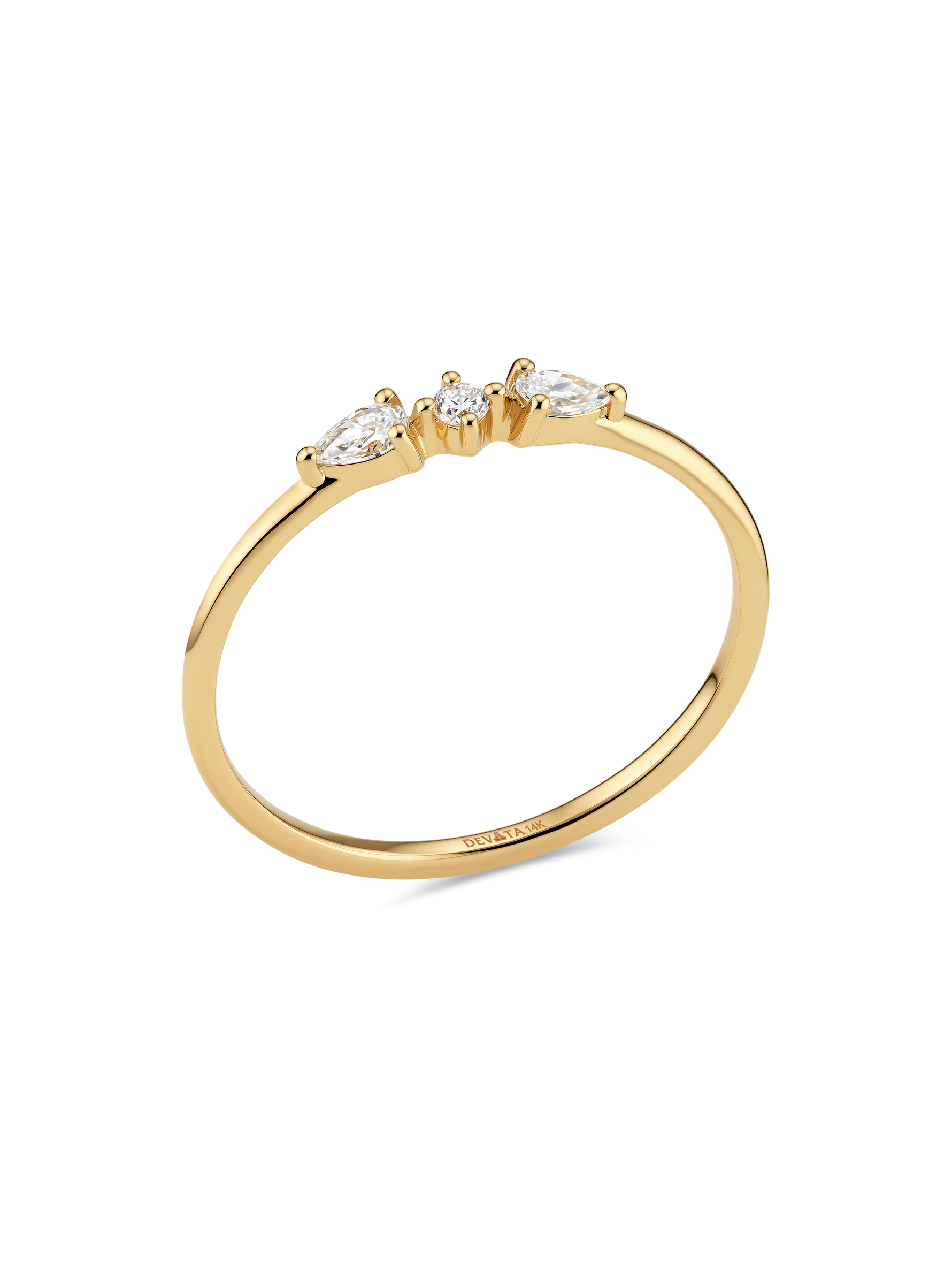 14K Gold Trio Lab Grown Diamond Ring