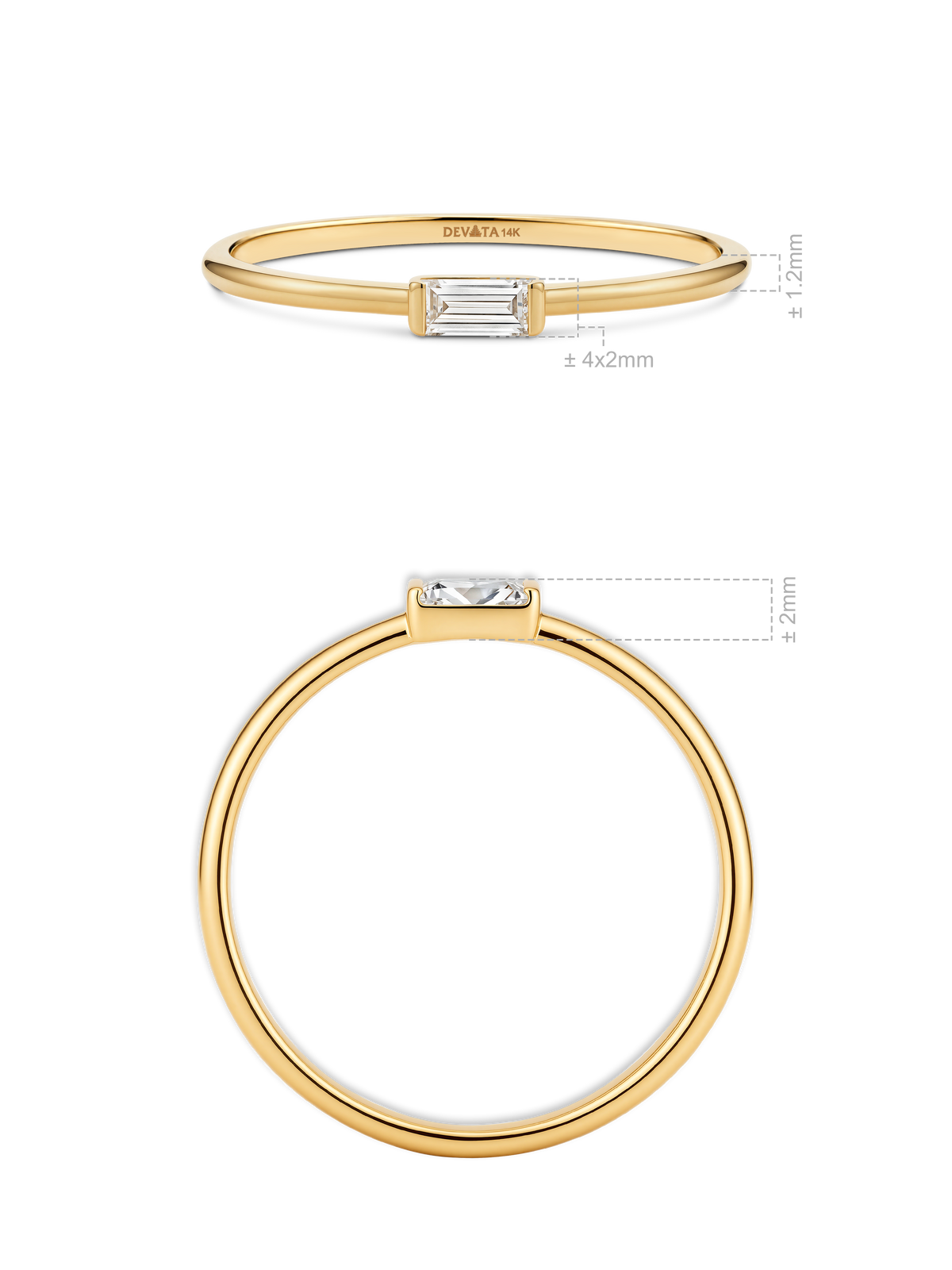 14K Gold Baguette Lab Grown Diamond Ring