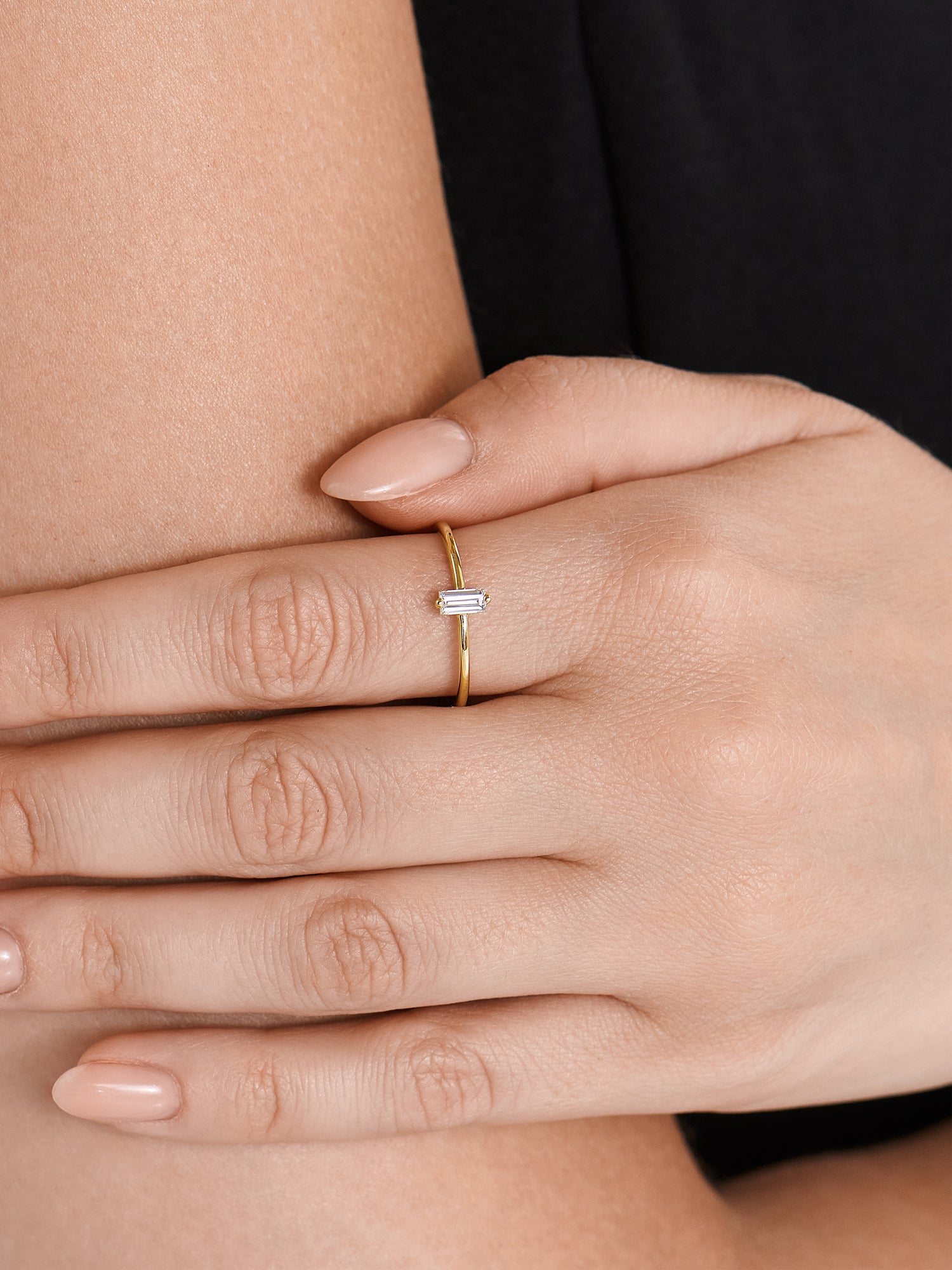 Baguette Lab Grown Diamond Solitaire Ring