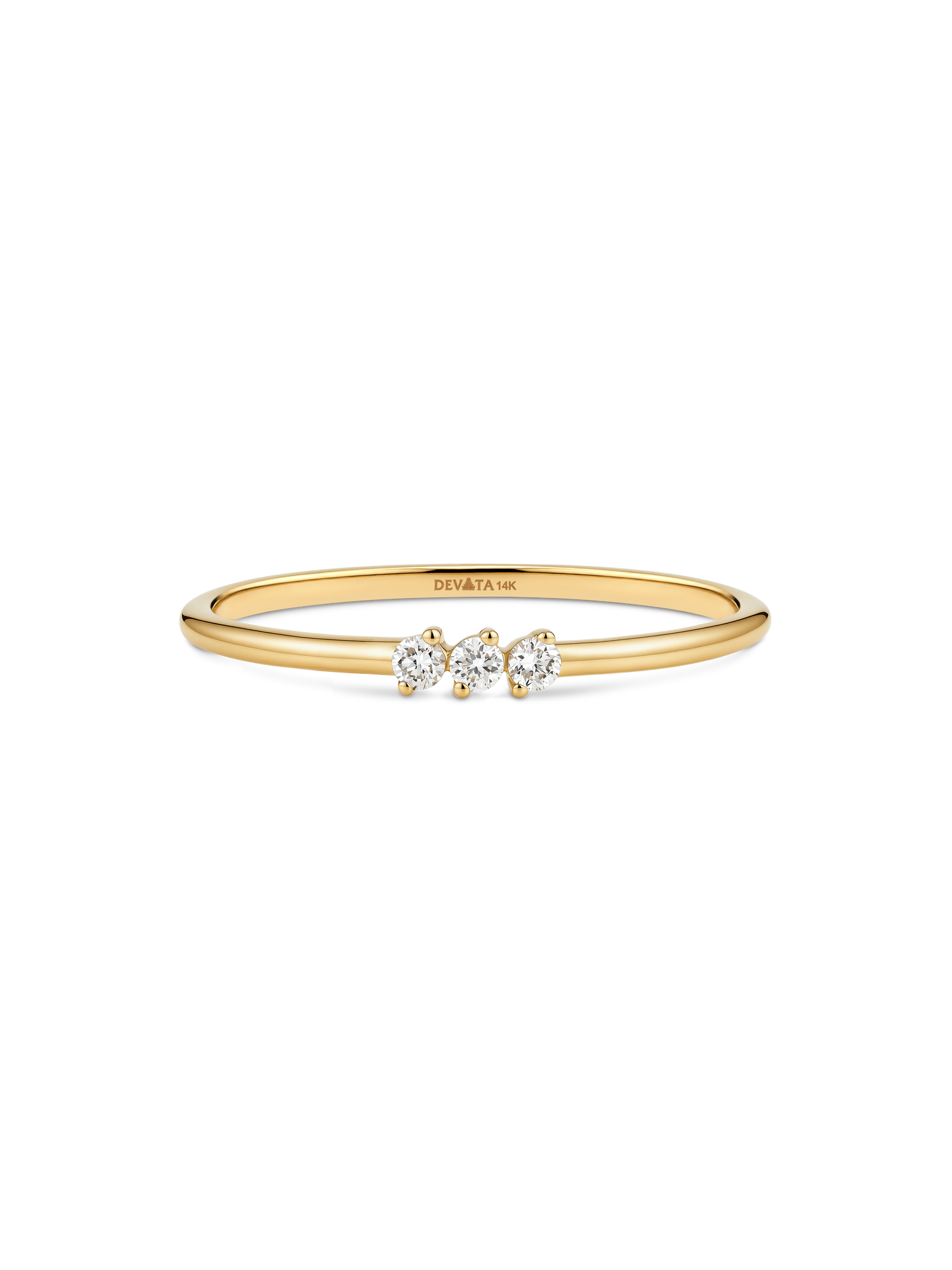 14K Gold Triple Round Lab Grown Diamond Ring