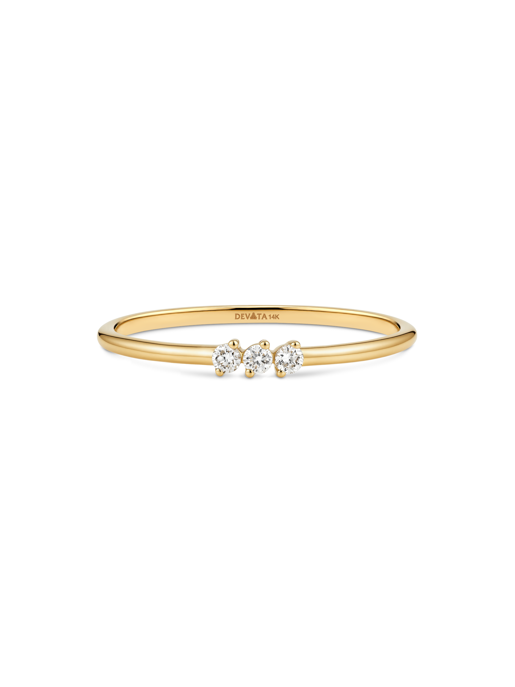 14K Gold Triple Round Lab Grown Diamond Ring
