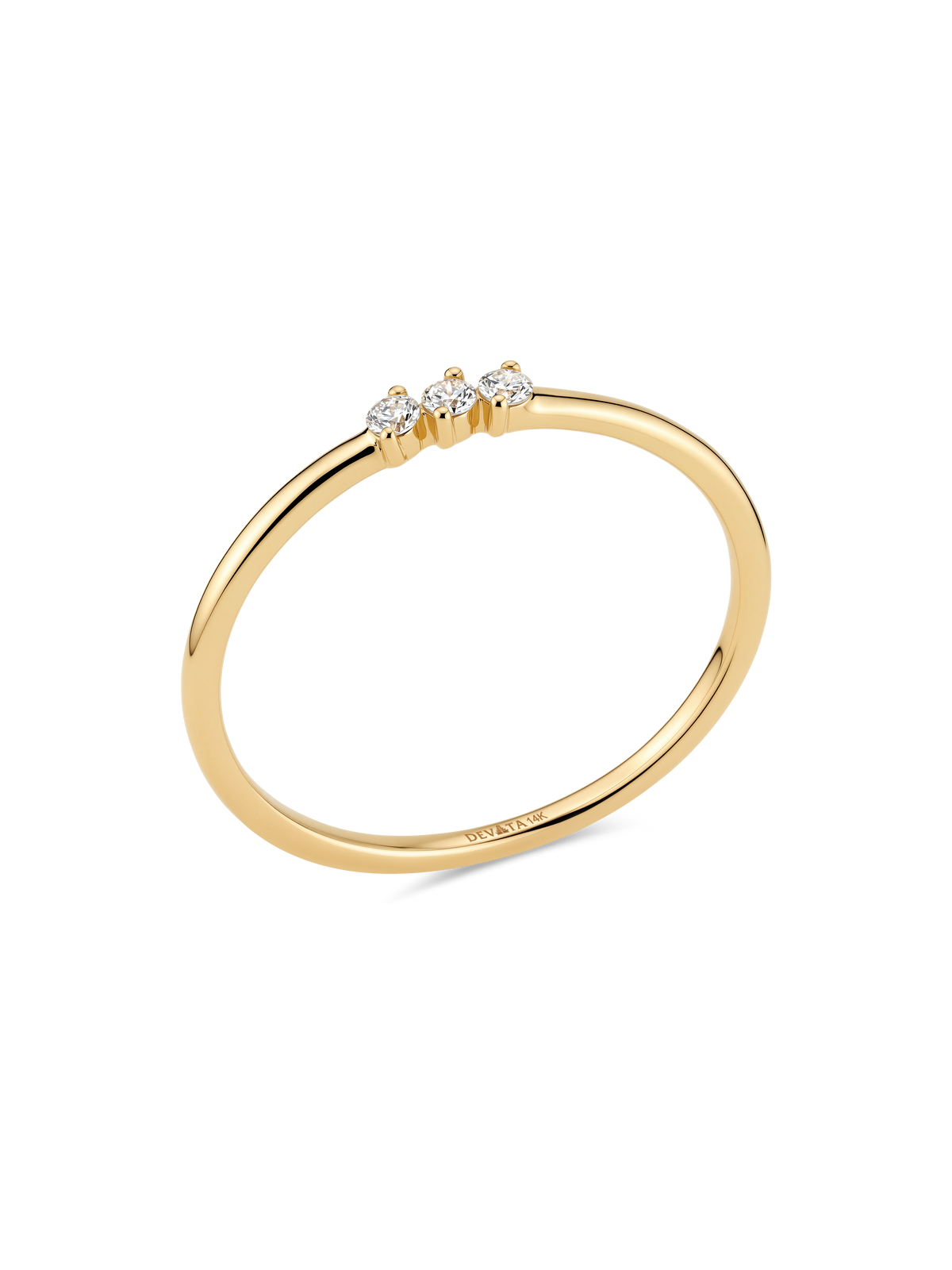 14K Gold Triple Round Lab Grown Diamond Ring