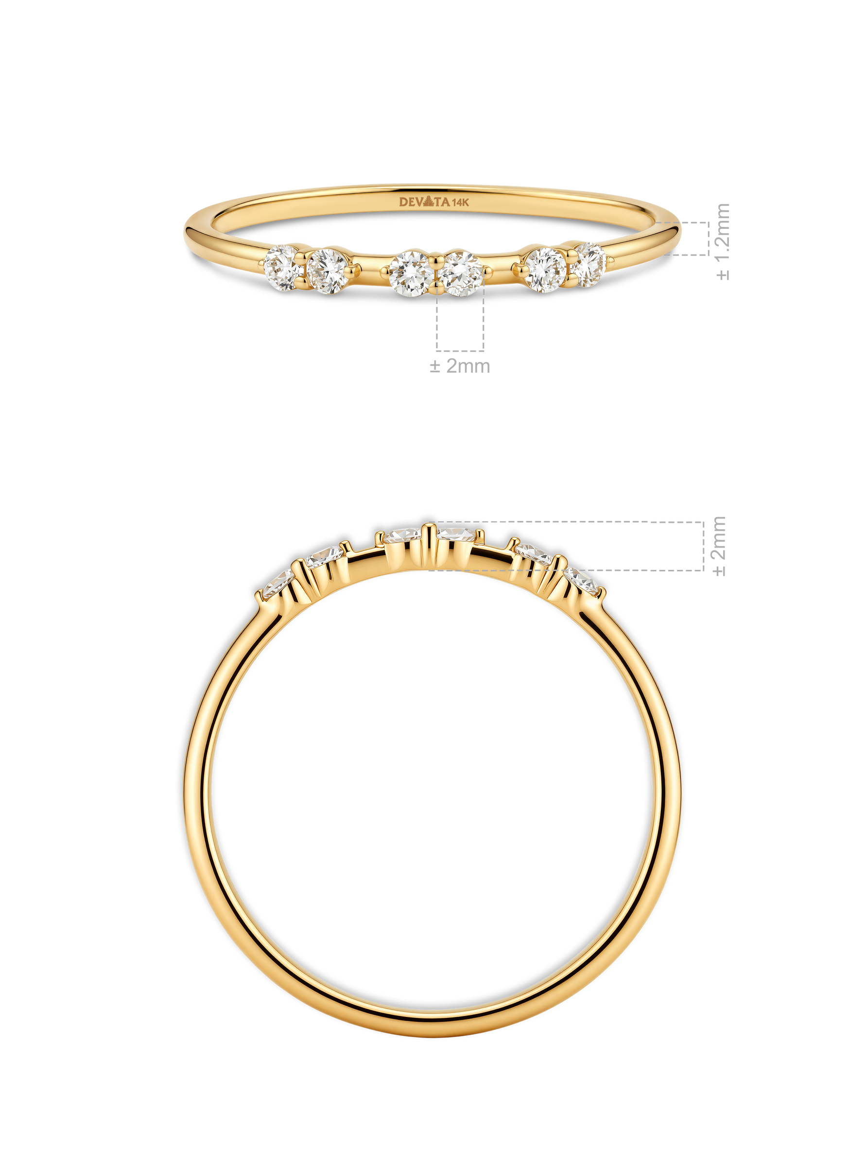 14K Gold Triple Cluster Lab Grown Diamond Ring