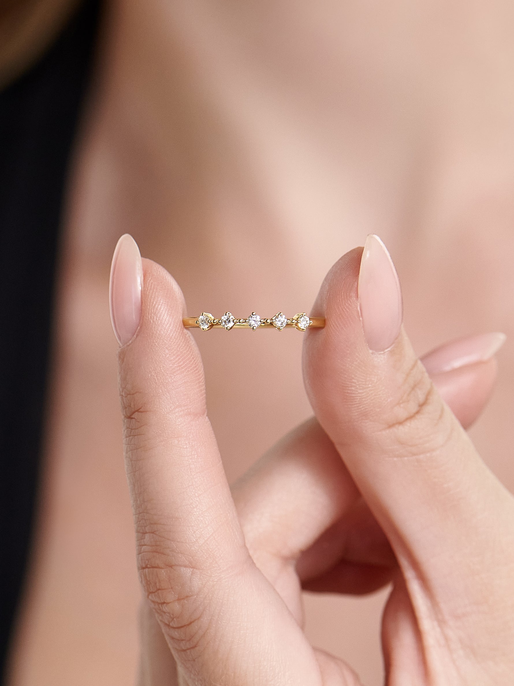 14K Gold Station Lab Grown Diamond Ring