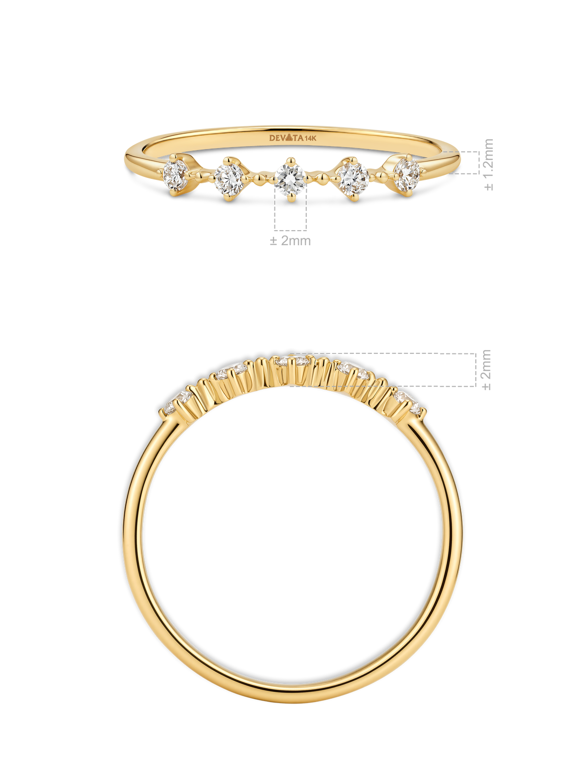 14K Gold Station Lab Grown Diamond Ring