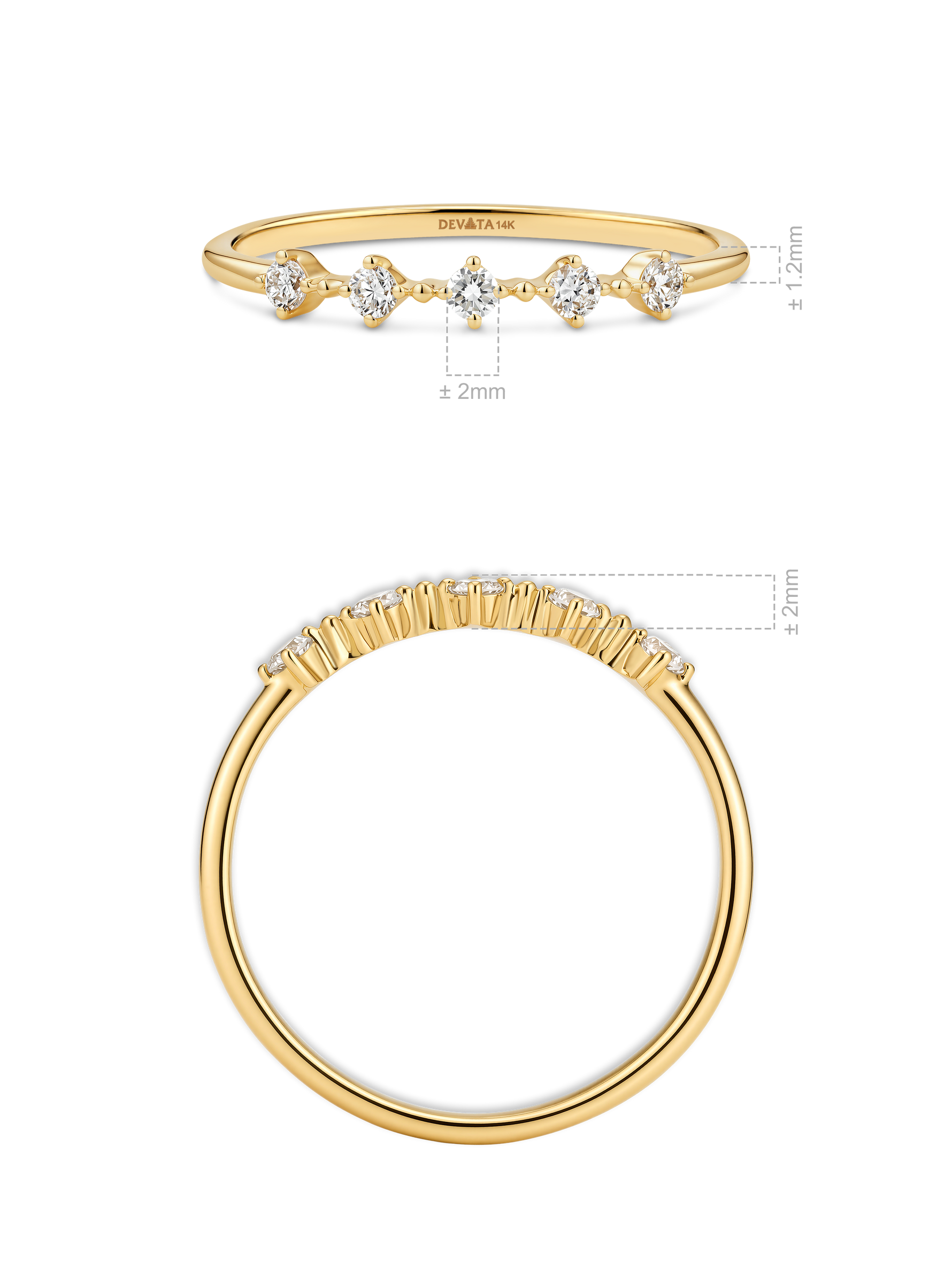 14K Gold Station Lab Grown Diamond Ring