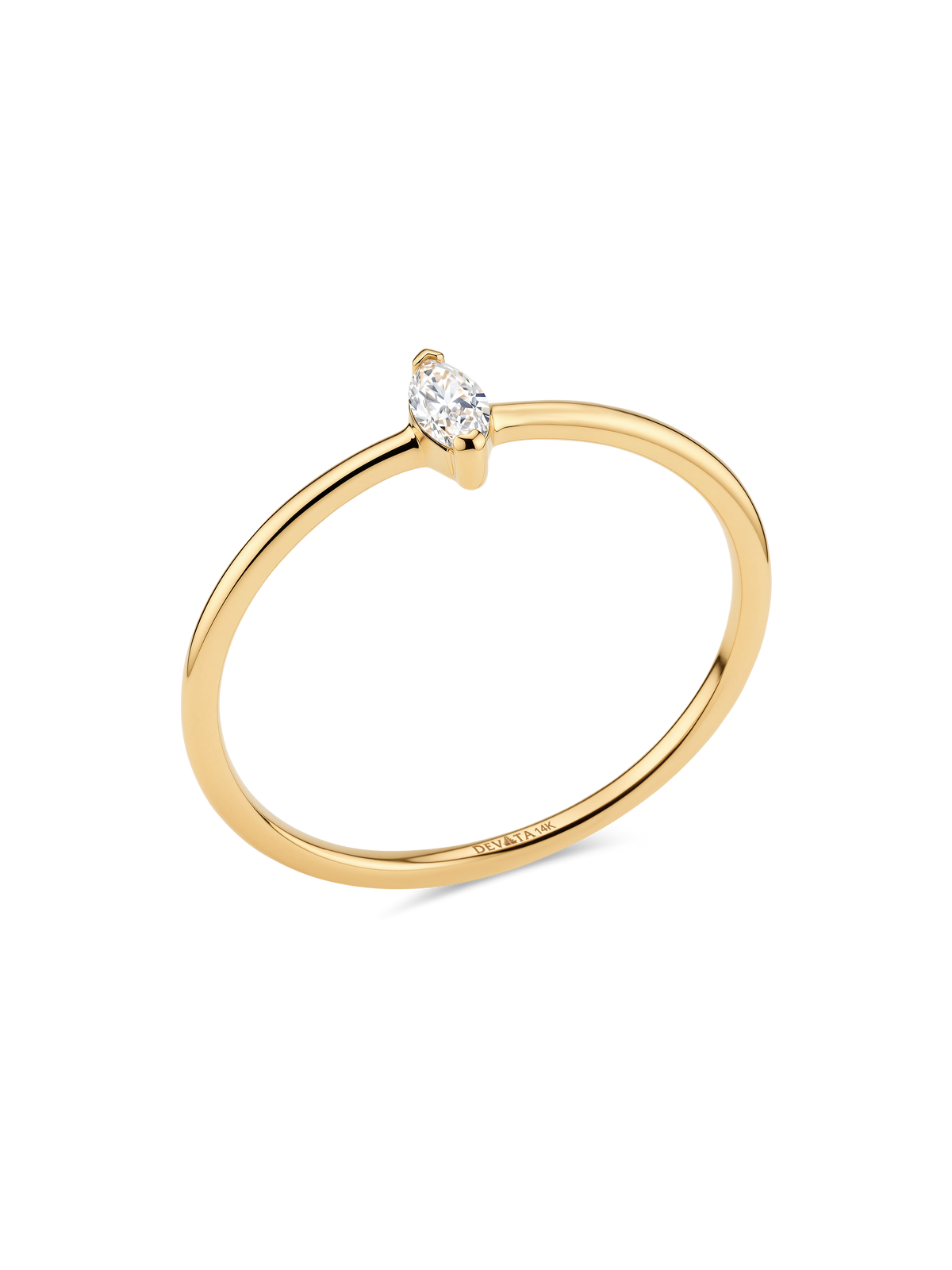 14K Gold Marquise Lab Grown Diamond Solitaire Ring