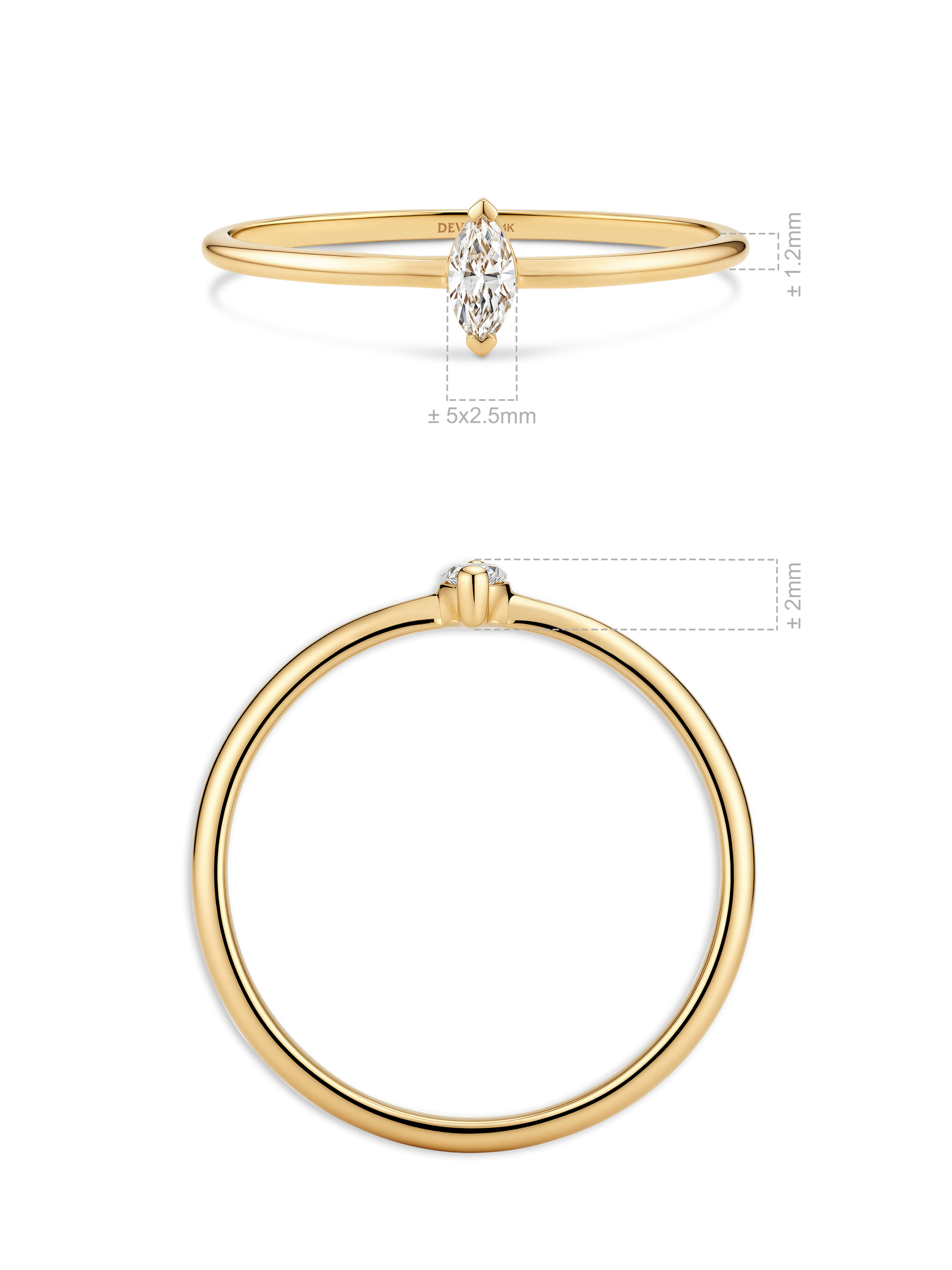 14K Gold Marquise Lab Grown Diamond Solitaire Ring