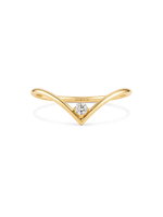 14K Gold Chevron Round Lab Grown Diamond Ring
