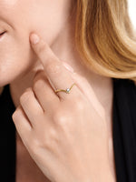14K Gold Chevron Round Lab Grown Diamond Ring