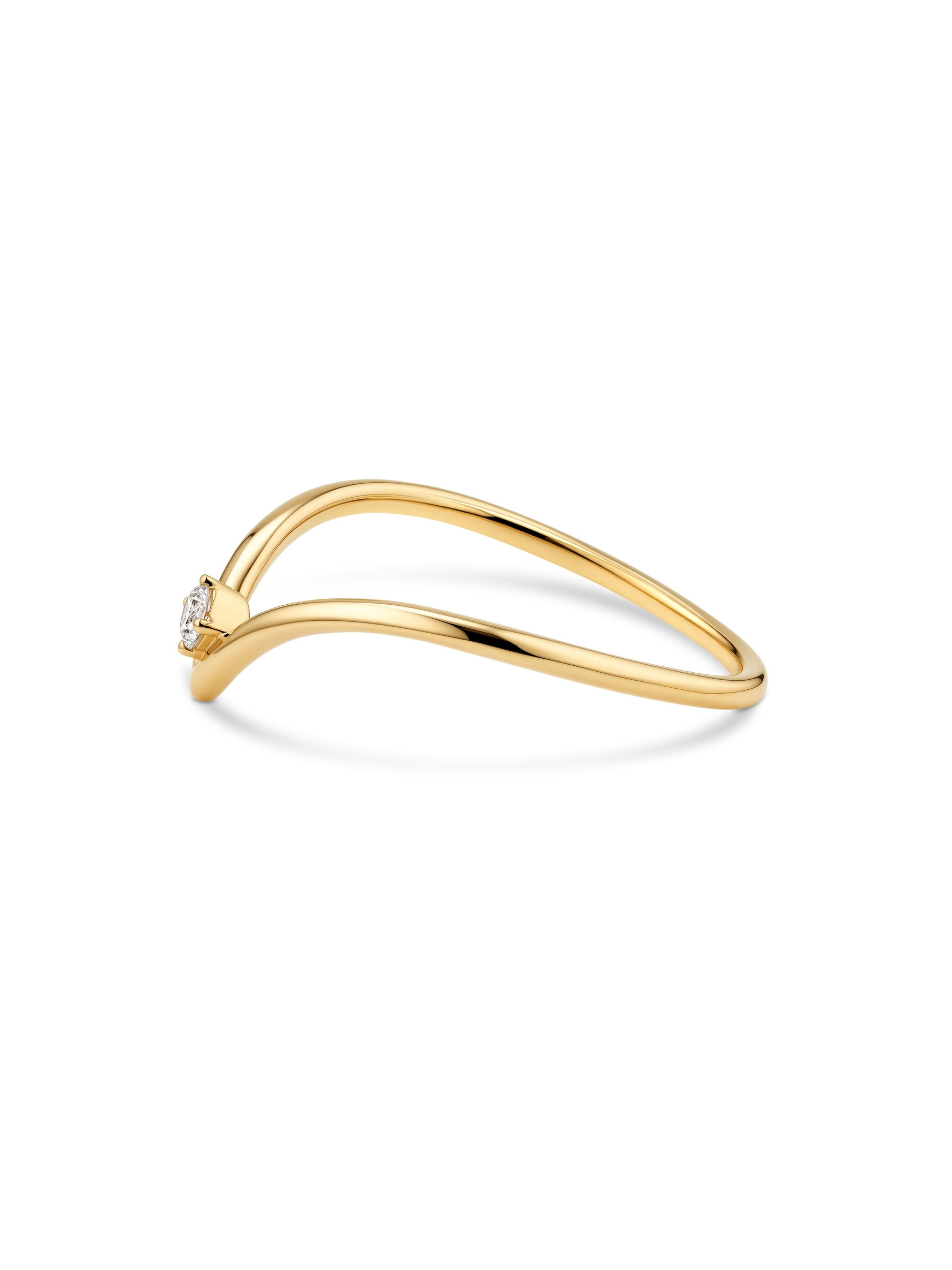 14K Gold Chevron Round Lab Grown Diamond Ring