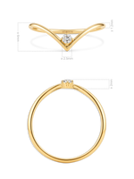 14K Gold Chevron Round Lab Grown Diamond Ring