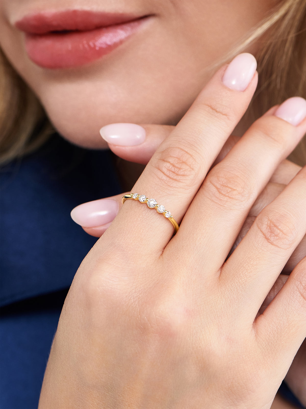 Round Graduated Lab Grown Diamond Ring