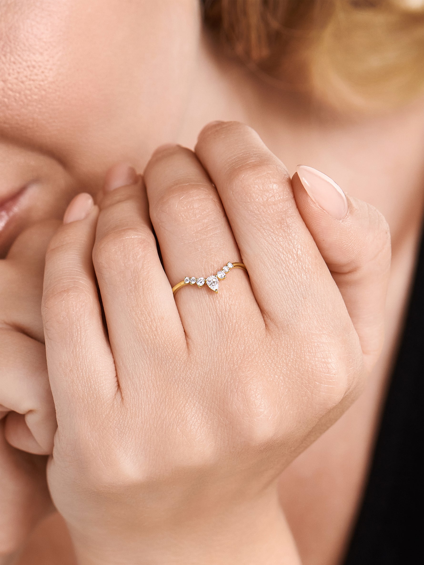 14K Gold Tiara Lab Grown Diamond Ring