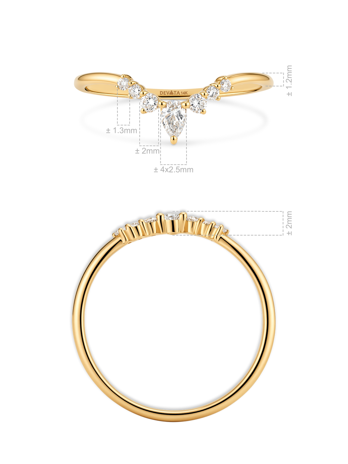 14K Gold Tiara Lab Grown Diamond Ring