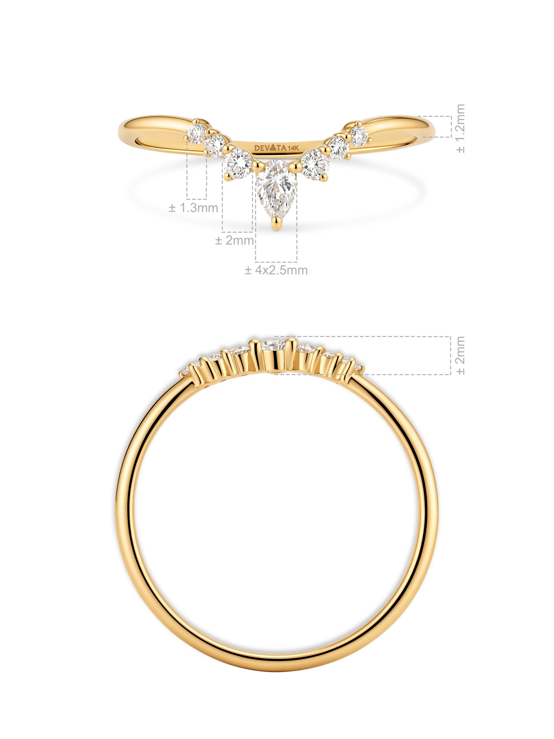 14K Gold Tiara Lab Grown Diamond Ring