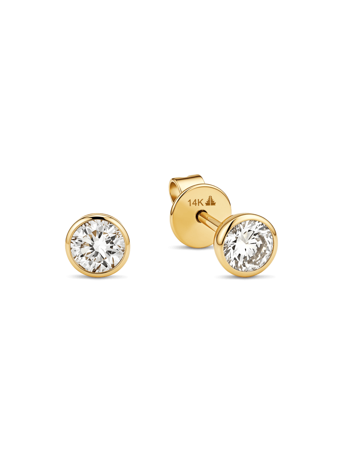Round Bezel Lab Grown Diamond Stud Earrings