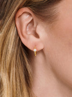 Round Bezel Lab Grown Diamond Hoop Earrings in 14K Gold