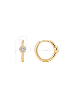 Round Bezel Lab Grown Diamond Hoop Earrings in 14K Gold