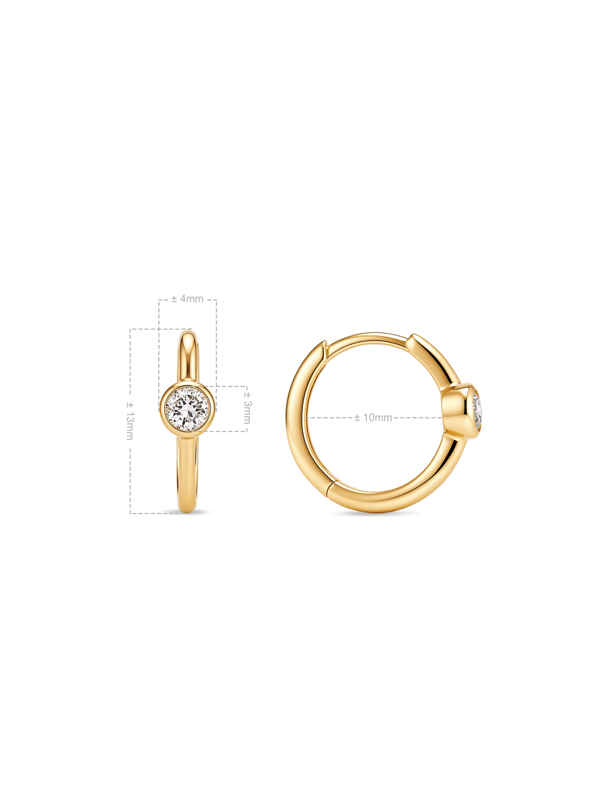 Round Bezel Lab Grown Diamond Hoop Earrings in 14K Gold