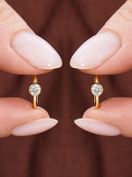 Round Bezel Lab Grown Diamond Hoop Earrings in 14K Gold