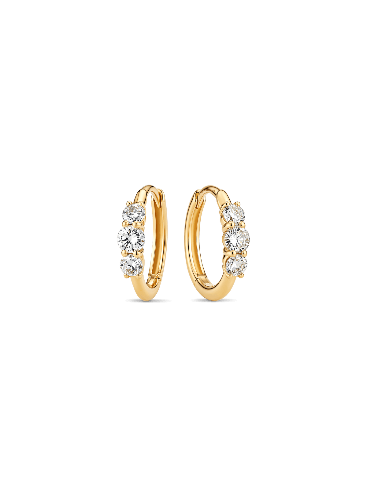 Triple Round Lab Grown Diamond Hoop Earrings in 14K Gold